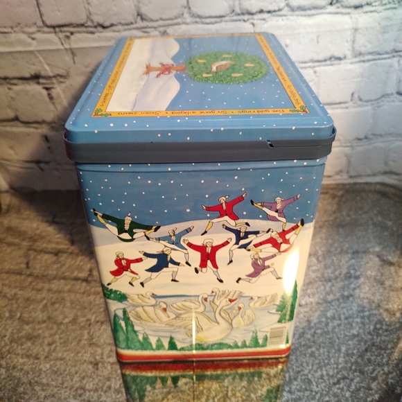 1999 Partridge In A Pear Tree Latching Flip Top Popcorn Tin Olive Can Company - Picture 4 of 11